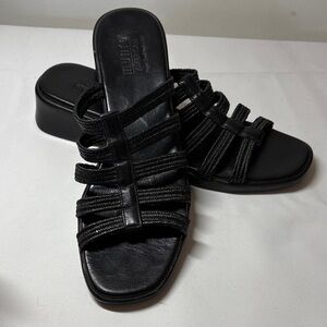 Munro Black manmade Stretchy Sandal 7.5N